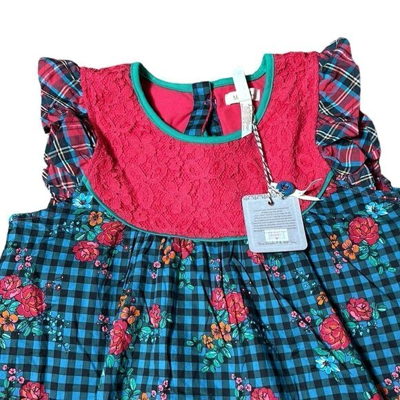 Matilda Jane boughs of Holly tunic top gingham ruffle floral prairiecore new 14 - Picture 5 of 7